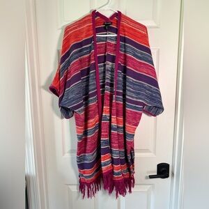 Retro Wrangler Open Oversized Knit Kimono Striped Caridgan Sweater Size Large/XL